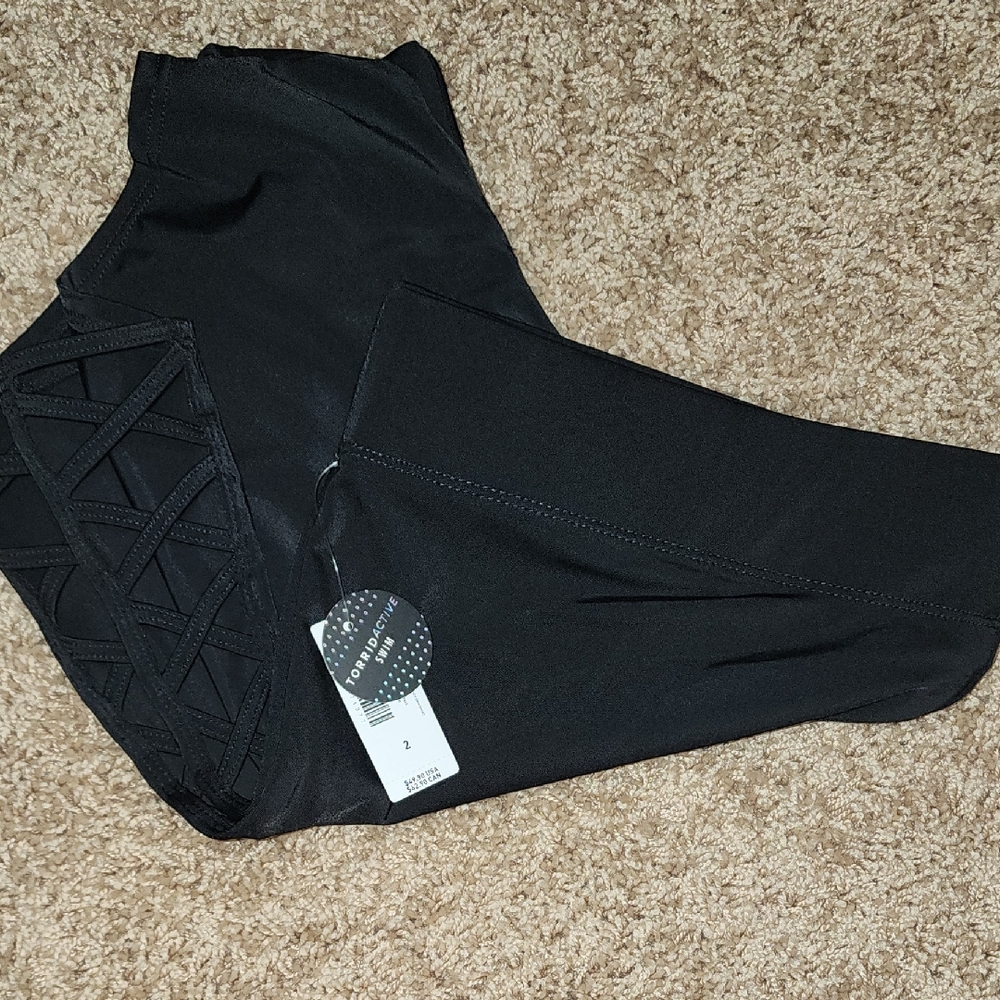 Torrid Black Bikini Bottom with Lattice Detail